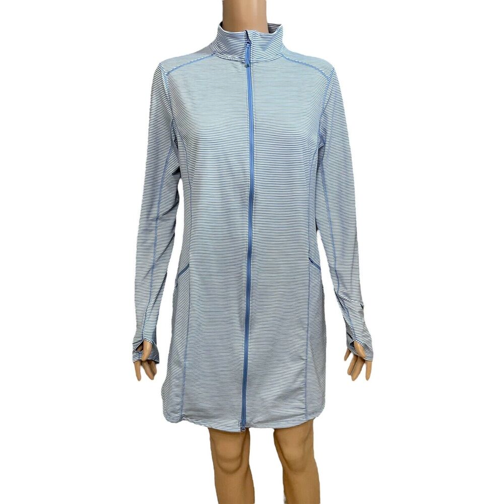 Duluth Trading Co Blue Striped Swim Coverup